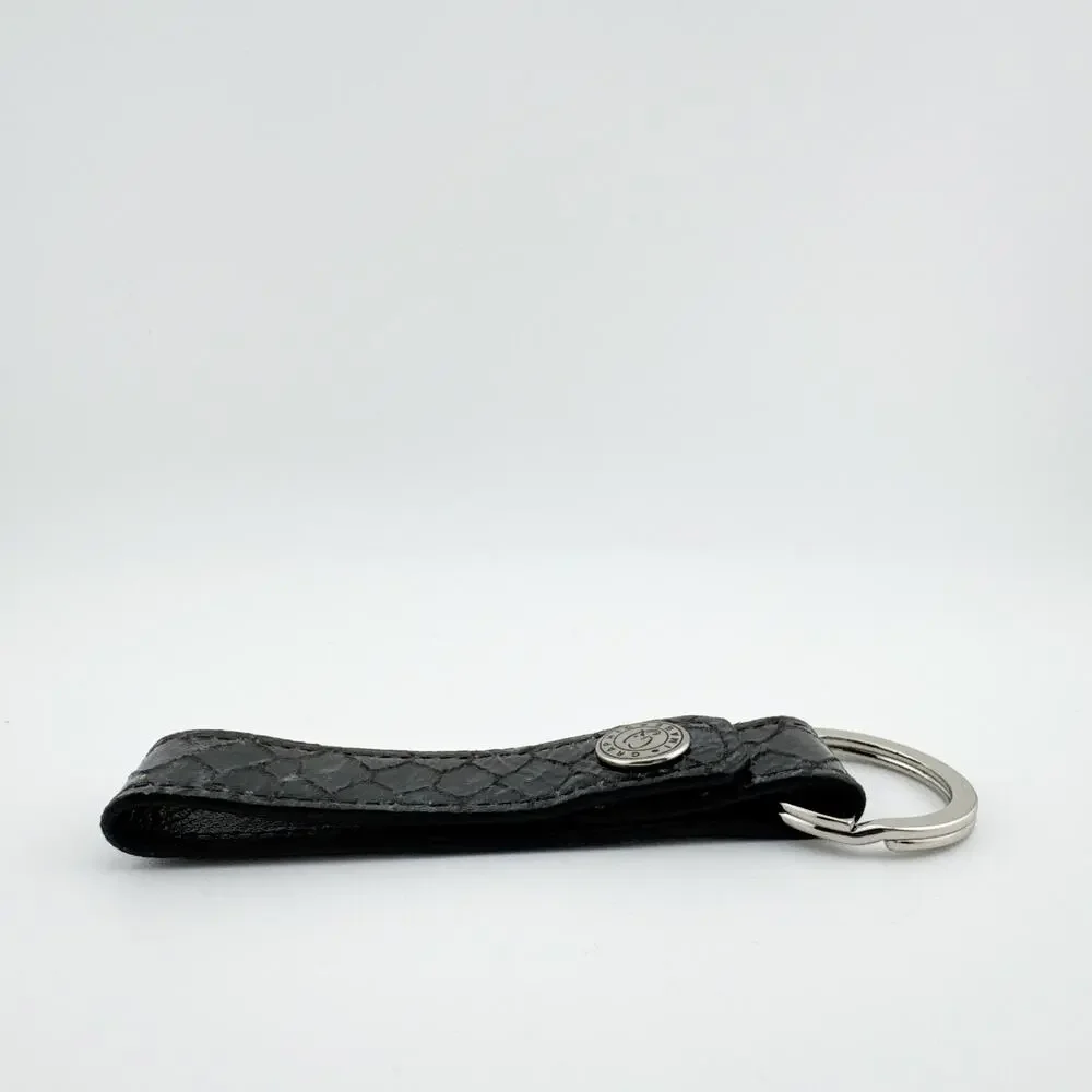 Graphic Image Keychain Strap Black Faux Snakeskin Pattern with Logo‎ Accent